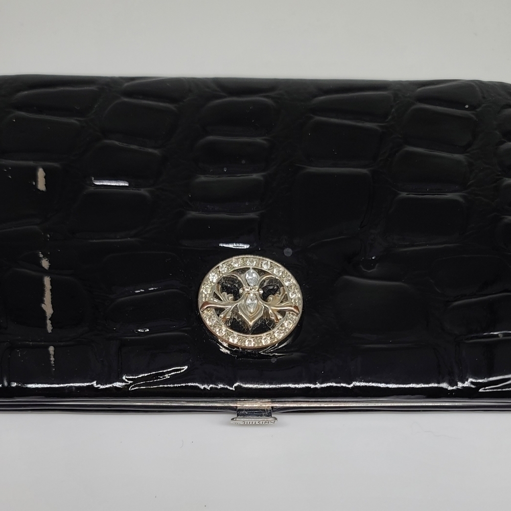 Black patent leather clutch